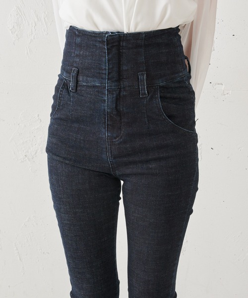 MIIA（ミーア）の「ハイウエストスキニーパンツ（デニムパンツ・レディース・ブラック/オフホワイト/インディゴブルー・FREE）」の8枚目の写真