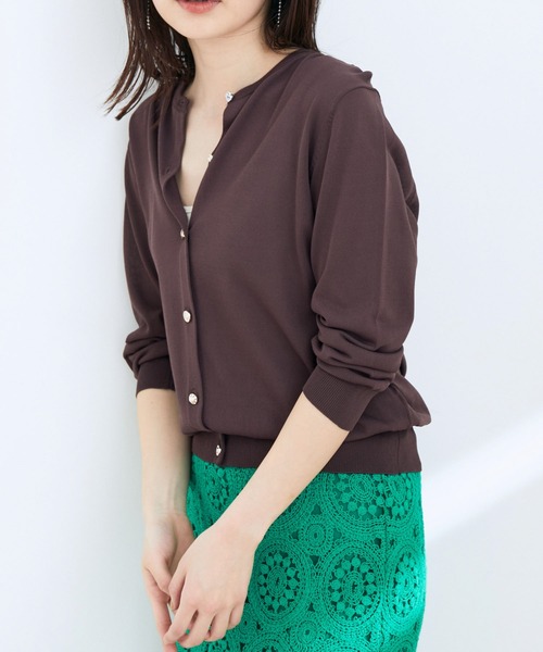 【UVケア・接触冷感】いろいろボタン7分袖カーディガン【洗濯機可】