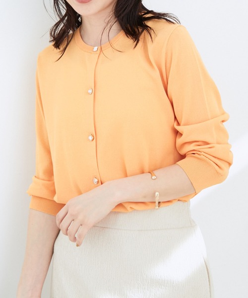 【UVケア・接触冷感】いろいろボタン7分袖カーディガン【洗濯機可】