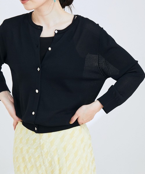 【UVケア・接触冷感】いろいろボタン7分袖カーディガン【洗濯機可】