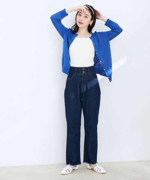 【UVケア・接触冷感】いろいろボタン7分袖カーディガン【洗濯機可】