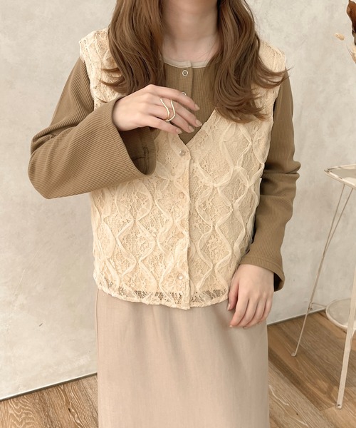 apres jour clair(アプレジュールクレア)の「【apresjour clair】レースベスト(ベスト・レディース・ベージュ/アイボリー・X-LARGE/フリー)」の8枚目の写真
