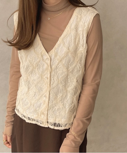 apres jour clair(アプレジュールクレア)の「【apresjour clair】レースベスト(ベスト・レディース・ベージュ/アイボリー・X-LARGE/フリー)」の17枚目の写真