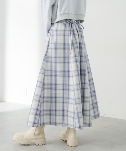 OLIVE des OLIVE（オリーブデオリーブ）の「後レースアップフレアスカート（スカート・レディース・ベージュ/サックスブルー/ワンウォッシュ・FREE）」の2枚目の写真