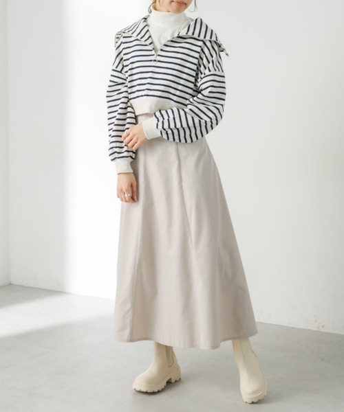 OLIVE des OLIVE（オリーブデオリーブ）の「後レースアップフレアスカート（スカート・レディース・ベージュ/サックスブルー/ワンウォッシュ・FREE）」の4枚目の写真