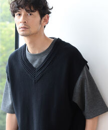 B:MING by BEAMS | B:MING by BEAMS / カノコ ドロップショルダー Vネックベスト(ニット/セーター)