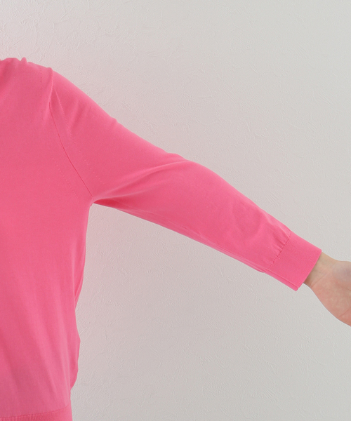 未使用　Plage プラージュ　ニット　長袖　コットン100%　ピンク　Ｖネック セール】【GIRL】七分袖Vネックプルオーバー◇（ニット/セーター