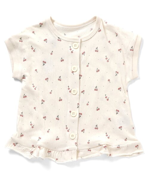 Ampersand（アンパサンド）の「さくらんぼ柄前開きパジャマ（ルームウェア/パジャマ・キッズ・ラベンダー/アイボリー・100/90/140/130/120/110/80）」の3枚目の写真