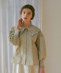 shirring collar blouse/シャーリングカラーコットンブラウス