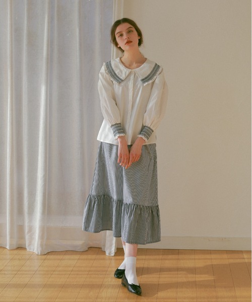 idem（イデム）の「shirring collar blouse/シャーリングカラーコットンブラウス（シャツ/ブラウス・レディース・オフホワイト/ミント・FREE）」の19枚目の写真