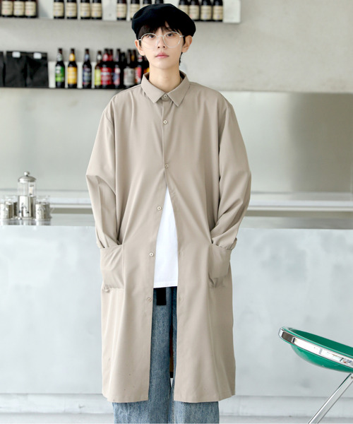 neos（ネオス）の「【neos -addictive design-】ルーズシルエット 無地 ストライプ ロング丈 レギュラーカラー シャツ（シャツ/ブラウス・メンズ・チャコールグレー/ライトグレー/テラコッタ/ベージュ/ブルー/ネイビー・MEDIUM/LARGE）」の5枚目の写真