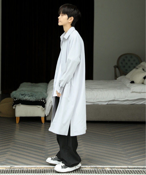 neos（ネオス）の「【neos -addictive design-】ルーズシルエット 無地 ストライプ ロング丈 レギュラーカラー シャツ（シャツ/ブラウス・メンズ・チャコールグレー/ライトグレー/テラコッタ/ベージュ/ブルー/ネイビー・MEDIUM/LARGE）」の21枚目の写真