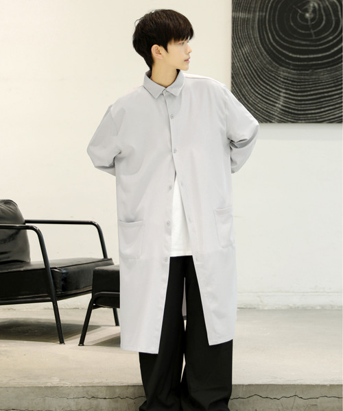 neos（ネオス）の「【neos -addictive design-】ルーズシルエット 無地 ストライプ ロング丈 レギュラーカラー シャツ（シャツ/ブラウス・メンズ・チャコールグレー/ライトグレー/テラコッタ/ベージュ/ブルー/ネイビー・MEDIUM/LARGE）」の12枚目の写真