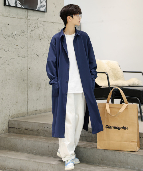 neos（ネオス）の「【neos -addictive design-】ルーズシルエット 無地 ストライプ ロング丈 レギュラーカラー シャツ（シャツ/ブラウス・メンズ・チャコールグレー/ライトグレー/テラコッタ/ベージュ/ブルー/ネイビー・MEDIUM/LARGE）」の16枚目の写真