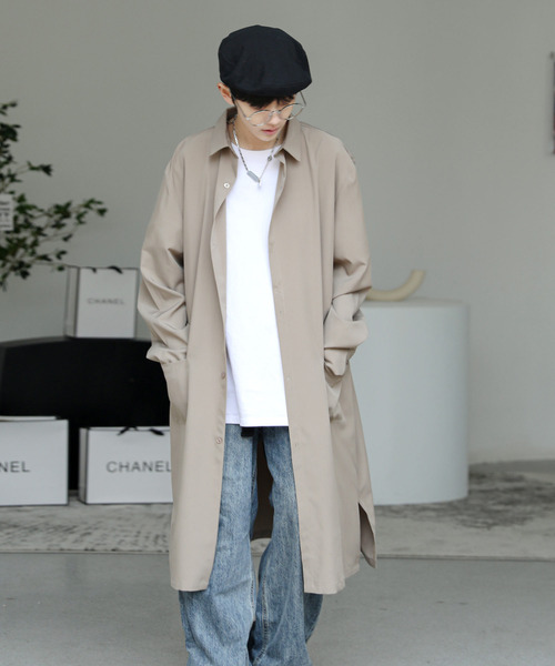 neos（ネオス）の「【neos -addictive design-】ルーズシルエット 無地 ストライプ ロング丈 レギュラーカラー シャツ（シャツ/ブラウス・メンズ・チャコールグレー/ライトグレー/テラコッタ/ベージュ/ブルー/ネイビー・MEDIUM/LARGE）」の8枚目の写真