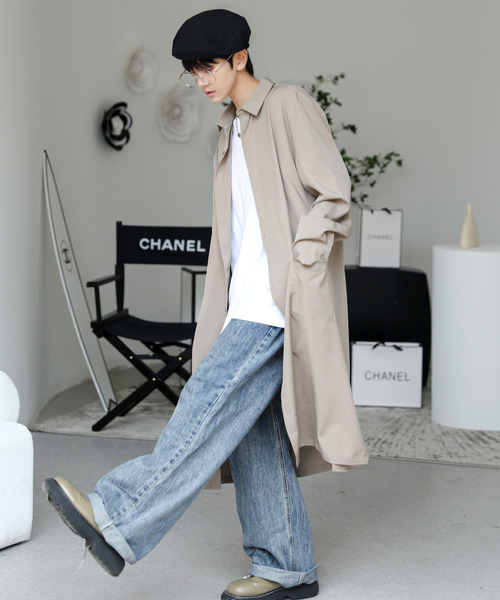 neos（ネオス）の「【neos -addictive design-】ルーズシルエット 無地 ストライプ ロング丈 レギュラーカラー シャツ（シャツ/ブラウス・メンズ・チャコールグレー/ライトグレー/テラコッタ/ベージュ/ブルー/ネイビー・MEDIUM/LARGE）」の22枚目の写真