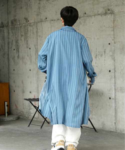 neos（ネオス）の「【neos -addictive design-】ルーズシルエット 無地 ストライプ ロング丈 レギュラーカラー シャツ（シャツ/ブラウス・メンズ・チャコールグレー/ライトグレー/テラコッタ/ベージュ/ブルー/ネイビー・MEDIUM/LARGE）」の19枚目の写真