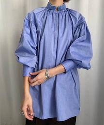 BEADS STAND COLLAR BLOUSE