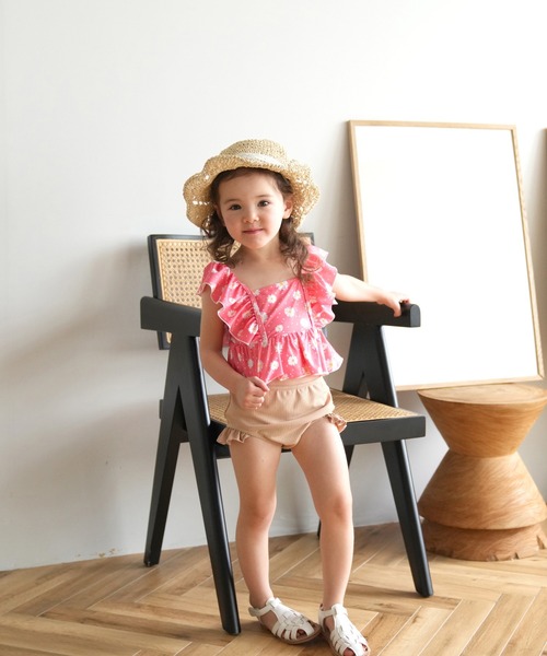 utatane(ウタタネ)の「キッズ水着 女の子 マーガレット セパレート(水着・キッズ・レッド/グリーン・120cm/110cm/130cm)」の4枚目の写真