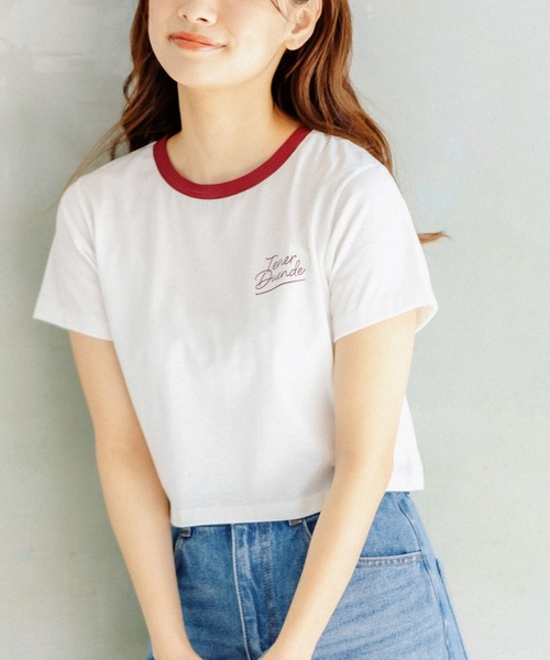 mysty woman(ミスティウーマン)の「ハイショクリンガーTシャツ 285710(Tシャツ/カットソー・レディース・ブラック/オフホワイト/ライトベージュ・FREE)」の2枚目の写真