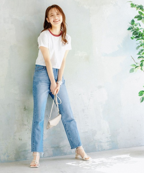 mysty woman(ミスティウーマン)の「ハイショクリンガーTシャツ 285710(Tシャツ/カットソー・レディース・ブラック/オフホワイト/ライトベージュ・FREE)」の4枚目の写真