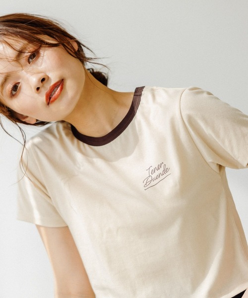 mysty woman(ミスティウーマン)の「ハイショクリンガーTシャツ 285710(Tシャツ/カットソー・レディース・ブラック/オフホワイト/ライトベージュ・FREE)」の7枚目の写真