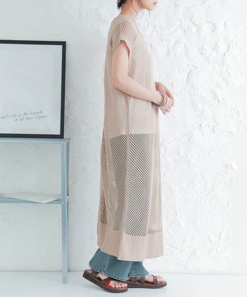 osharewalker（オシャレウォーカー）の「【廃盤】『メッシュ編み2wayロングニットベスト』（ベスト・レディース・ブラック/ベージュ・FREE）」の7枚目の写真