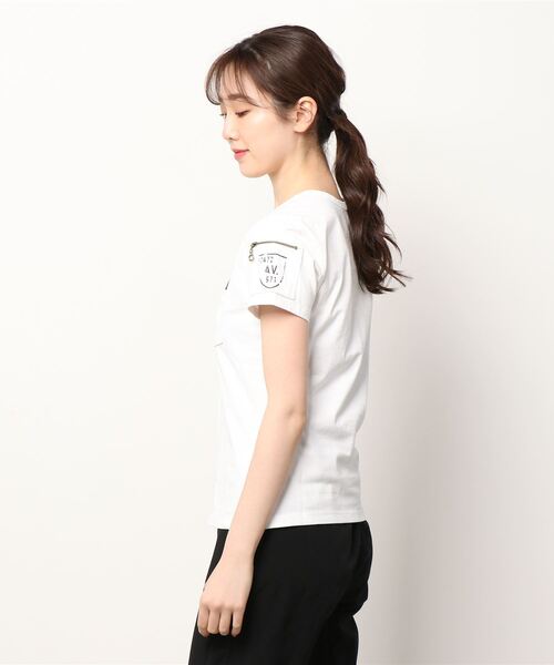 AVIREX（アヴィレックス）の「【Women's/ウィメンズ】ファティーグ Tシャツ / SS FATIGUE T-SHIRT/アヴィレックス/AVIREX（Tシャツ/カットソー・レディース・White/Black/ホワイト/ネイビー・SMALL/MEDIUM/LARGE）」の5枚目の写真