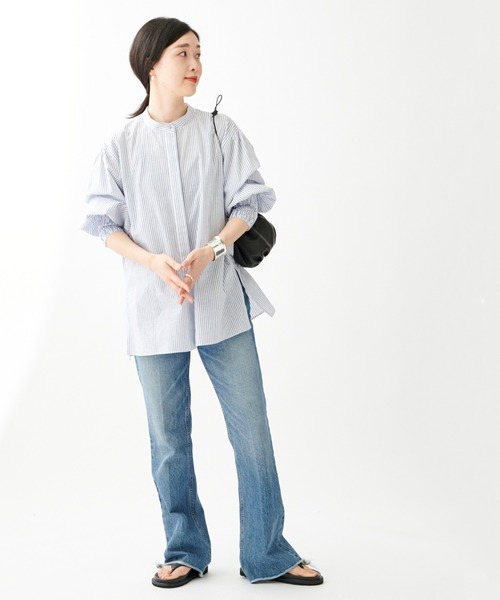journal standard L'essage(ジャーナルスタンダードレサージュ)の「NORTHERNリネン/メンアサストライプシャーリングブラウス(シャツ/ブラウス・レディース・ネイビー/ナチュラル/ブルー系その他・FREE)」の16枚目の写真