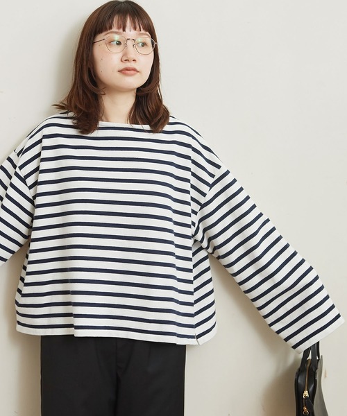 fig Ｌondon（フィグロンドン）の「border short PO（Tシャツ/カットソー・レディース・ネイビー/ブルー・FREE）」の6枚目の写真