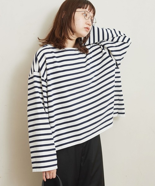 fig Ｌondon（フィグロンドン）の「border short PO（Tシャツ/カットソー・レディース・ネイビー/ブルー・FREE）」の7枚目の写真