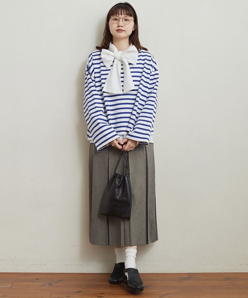 fig Ｌondon（フィグロンドン）の「border short PO（Tシャツ/カットソー・レディース・ネイビー/ブルー・FREE）」の21枚目の写真