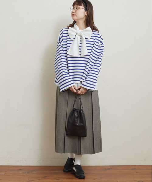 fig Ｌondon（フィグロンドン）の「border short PO（Tシャツ/カットソー・レディース・ネイビー/ブルー・FREE）」の9枚目の写真