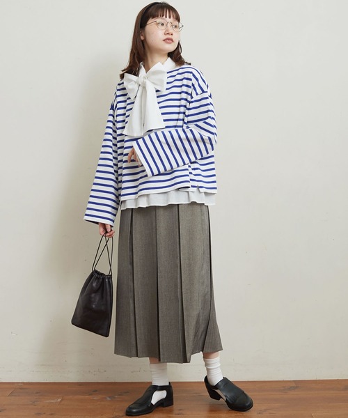 fig Ｌondon（フィグロンドン）の「border short PO（Tシャツ/カットソー・レディース・ネイビー/ブルー・FREE）」の10枚目の写真