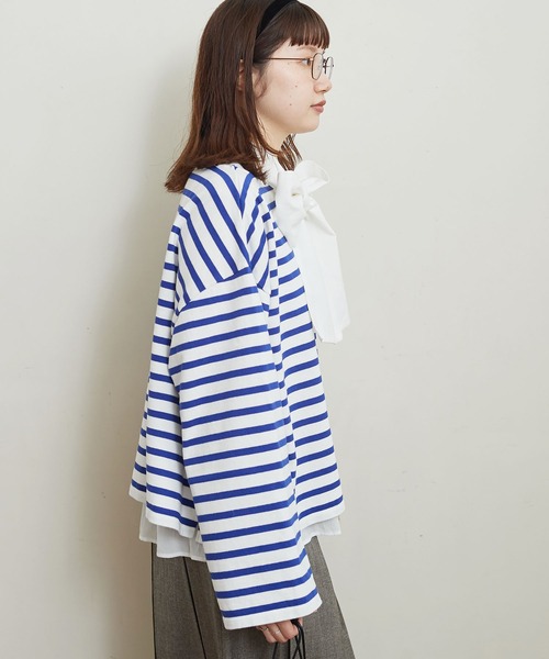 fig Ｌondon（フィグロンドン）の「border short PO（Tシャツ/カットソー・レディース・ネイビー/ブルー・FREE）」の17枚目の写真