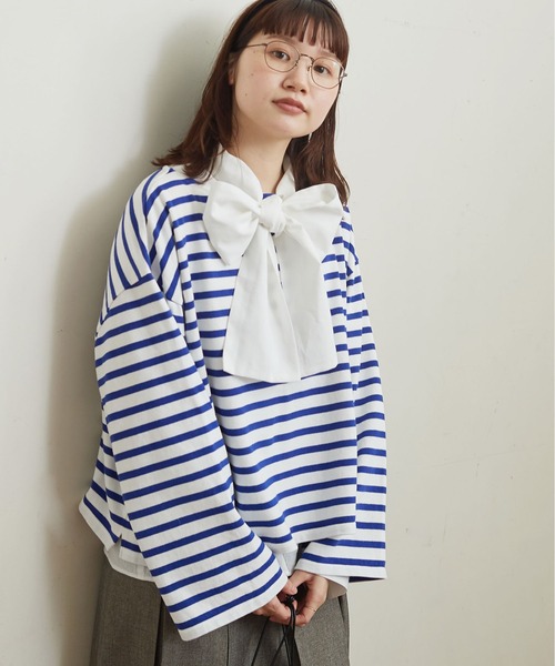 fig Ｌondon（フィグロンドン）の「border short PO（Tシャツ/カットソー・レディース・ネイビー/ブルー・FREE）」の4枚目の写真