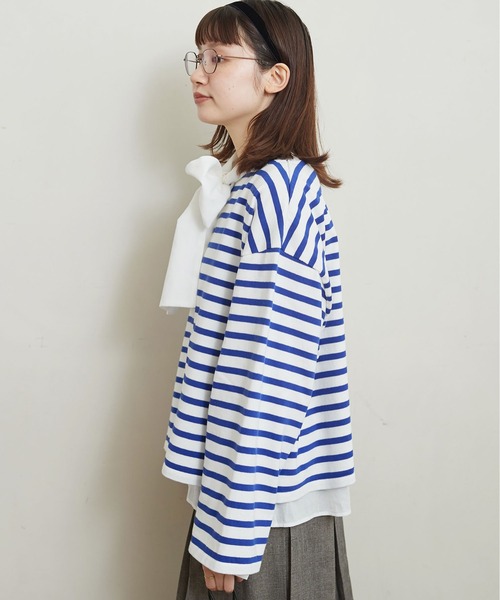 fig Ｌondon（フィグロンドン）の「border short PO（Tシャツ/カットソー・レディース・ネイビー/ブルー・FREE）」の5枚目の写真