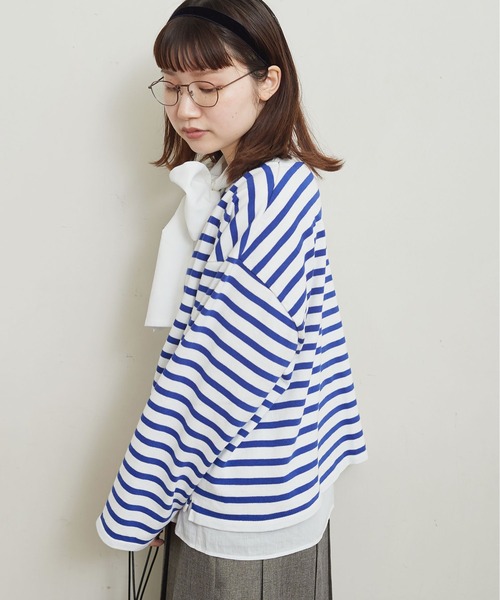 fig Ｌondon（フィグロンドン）の「border short PO（Tシャツ/カットソー・レディース・ネイビー/ブルー・FREE）」の16枚目の写真