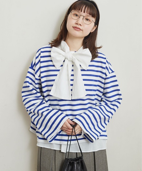 fig Ｌondon（フィグロンドン）の「border short PO（Tシャツ/カットソー・レディース・ネイビー/ブルー・FREE）」の3枚目の写真