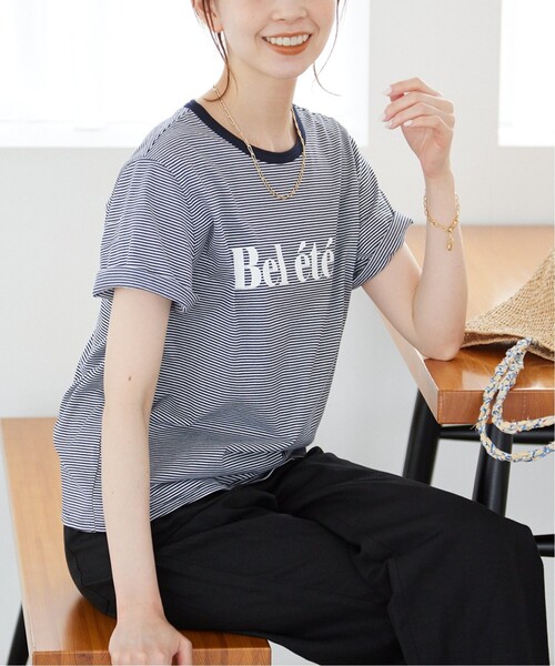 SLOBE IENA(スローブイエナ)の「《追加》Bel ete ロゴTシャツ(Tシャツ/カットソー・レディース・ホワイト/サックスブルー/ネイビー・FREE)」の3枚目の写真