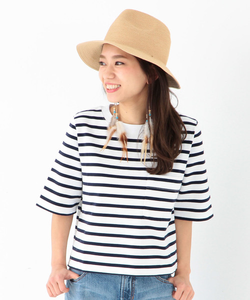 Another Edition(アナザーエディション)の「ショートTシャツ/AEBC SHORT T(Tシャツ/カットソー・レディース・ホワイト/グレー/ネイビー/イエロー/オリーブ・フリー)」の5枚目の写真