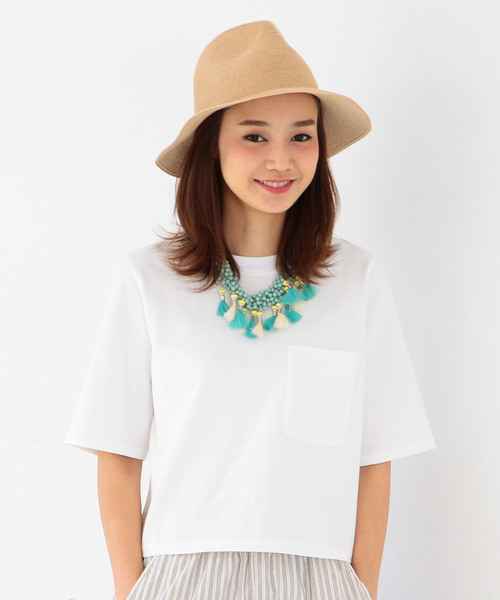 Another Edition(アナザーエディション)の「ショートTシャツ/AEBC SHORT T(Tシャツ/カットソー・レディース・ホワイト/グレー/ネイビー/イエロー/オリーブ・フリー)」の2枚目の写真