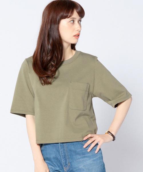 Another Edition(アナザーエディション)の「ショートTシャツ/AEBC SHORT T(Tシャツ/カットソー・レディース・ホワイト/グレー/ネイビー/イエロー/オリーブ・フリー)」の4枚目の写真