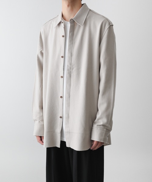 ATTACHMENT(アタッチメント)の「ウール・シルク インターロック カットオフ シャツ / WO / SI INTERLOCK CUT OFF SHIRT(シャツ/ブラウス・メンズ・ダークグレー/グレー系その他/ライトベージュ・2/1/3)」の5枚目の写真