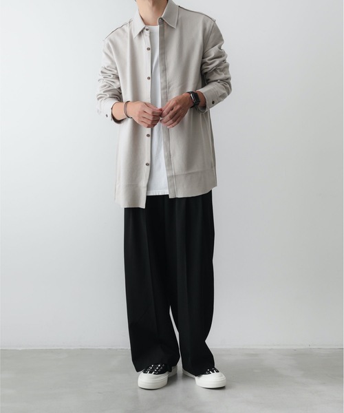 ATTACHMENT(アタッチメント)の「ウール・シルク インターロック カットオフ シャツ / WO / SI INTERLOCK CUT OFF SHIRT(シャツ/ブラウス・メンズ・ダークグレー/グレー系その他/ライトベージュ・2/1/3)」の11枚目の写真