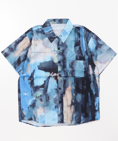 Auntie Rosa(アンティローザ)の「柄シャツ/マーブル(シャツ/ブラウス・レディース・ブラック/ブルー・LARGE)」の4枚目の写真