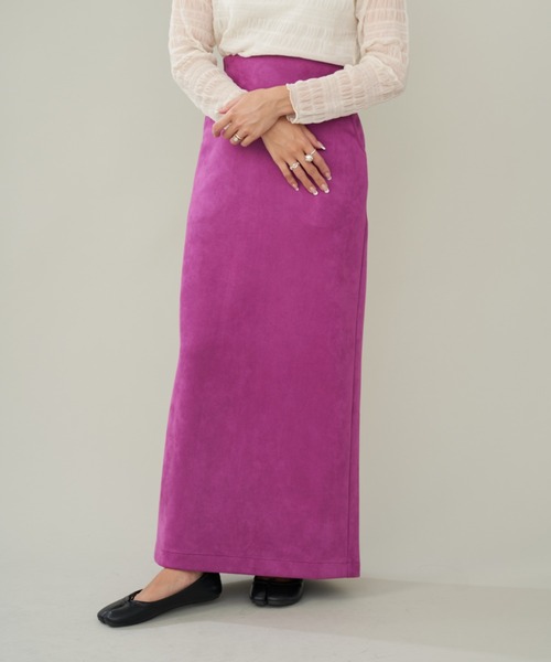 Shelly island（シェリーアイランド）の「エコスウェードタイトスカート（スカート・レディース・ブラック/パープル/ブラウン・M）」の3枚目の写真