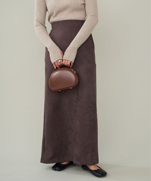 Shelly island（シェリーアイランド）の「エコスウェードタイトスカート（スカート・レディース・ブラック/パープル/ブラウン・M）」の2枚目の写真