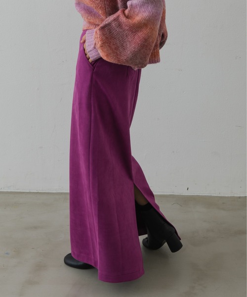 Shelly island（シェリーアイランド）の「エコスウェードタイトスカート（スカート・レディース・ブラック/パープル/ブラウン・M）」の5枚目の写真