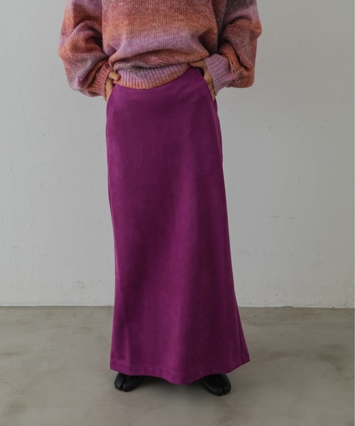 Shelly island（シェリーアイランド）の「エコスウェードタイトスカート（スカート・レディース・ブラック/パープル/ブラウン・M）」の4枚目の写真